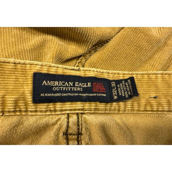 American Eagle Men’s Corduroy Pants Sz. 32X30 5-Pocket Tan Vintage - Picture 4 of 9
